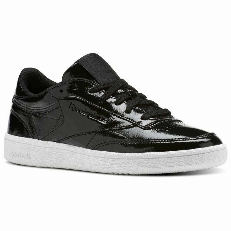 Tenisi Reebok Club C 85 Patent Dama Negrii/Albi Romania CD9777SI